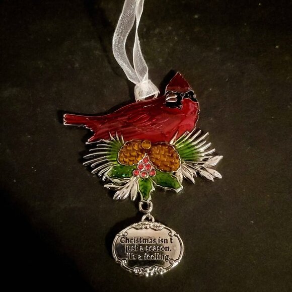 Ganz Cardinal Bird Ornament With Dangling Charm - Picture 4 of 5